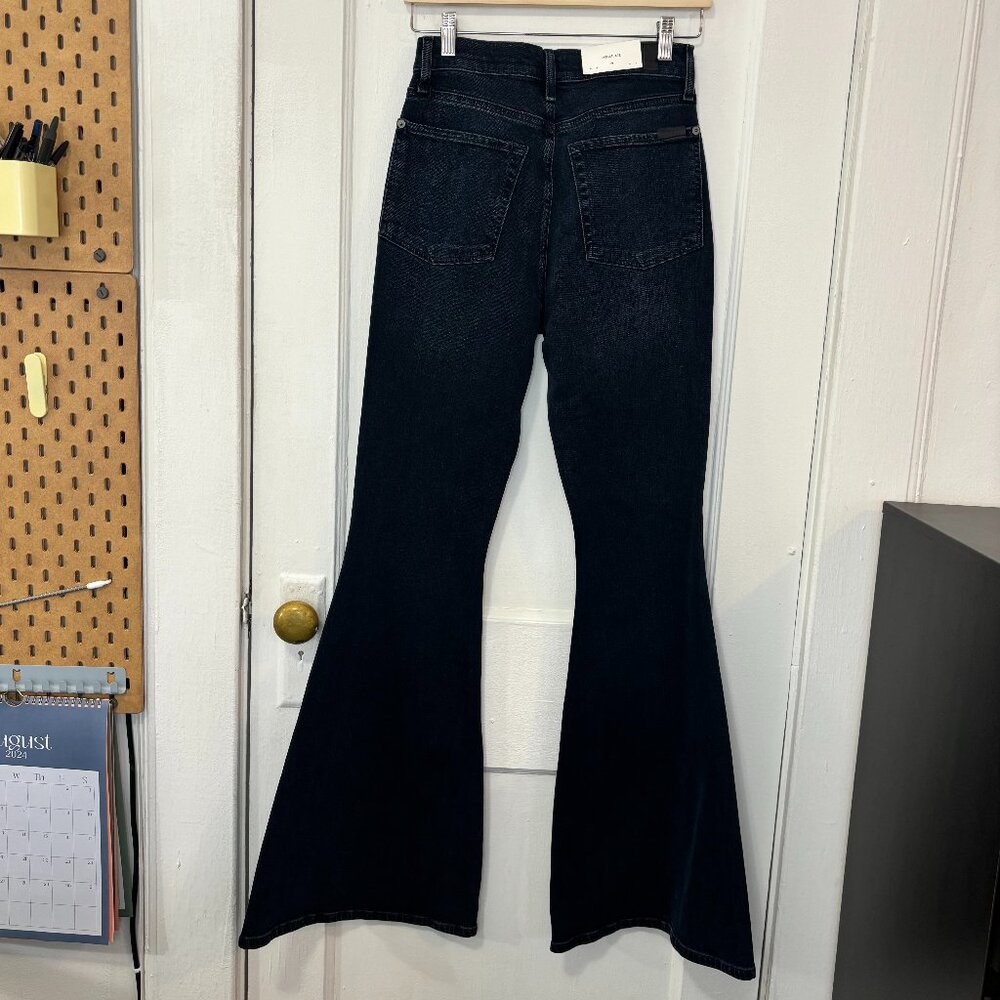 NWT 7 for all mankind Women's Megaflare High-Rise Dark Wash Denim Jeans, Size 27 - Picture 3 of 12
